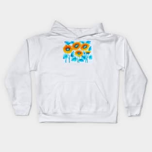 Sunflowers Field Watercolor Painting Kids Hoodie